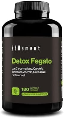 Cardo Mariano, Carciofo, Curcuma, Tarassaco e Bioflavonoidi - Integratore Detox Fegato con Vitamina C Naturale che Contribuisce alla Protezione Cellulare - 180 Capsule Vegane - Zenement Generico - integratore