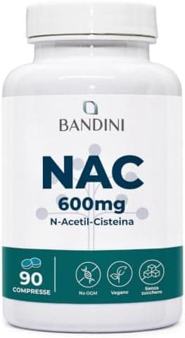 Bandini® NAC N-Acetil-Cisteina 600mg - 90 Compresse con Acetyl Cisteina - Fornitura 3 mesi - Altamente Dosato - Sostiene le Difese Immunitarie - Precursore del Glutatione - Senza Additivi &amp; 100% Vegan