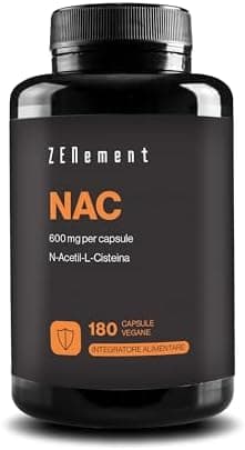 NAC N-Acetilcisteina 600 mg - 180 Capsule Vegane | Scorta per 6 Mesi | Alta Purezza e Biodisponibilità | Senza Additivi | Vegano | Zenement Generico - integratore