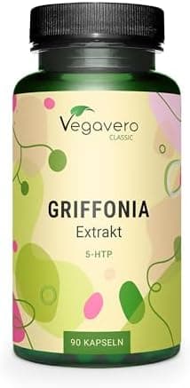 Griffonia 5-HTP Alto Dosaggio | 1.000 mg | Per Stress, Ansia, Umore e Sonno | Vegan | Senza Additivi | 90 Capsule | Vegavero®