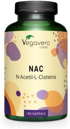 NAC N-Acetil-Cisteina 600 mg | 180 capsule (6 Mesi) | Alto Dosaggio | 100% NATURALE da Mais | Precursore del Glutatione | SENZA ADDITIVI | Integratore N-Acetyl L-Cysteine | Vegan | Vegavero