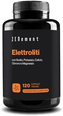 Elettroliti Integratore - Complex 5 Elettroliti Cloruro, Sodio, Potassio, Calcio, Magnesio Citrato - Sali Minerali Integratori Sport - Dieta Keto - Senza Zucchero, Senza Glutine, Vegan - Zenement