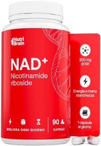 NAD+ Assorbimento ottimale Nicotinamide Riboside 300 mg | 90 Capsule | Anti-età e anti-stanchezza | NAD+ Booster, Energia Cellulare e Vitalità | Senza Glutine | Senza OGM