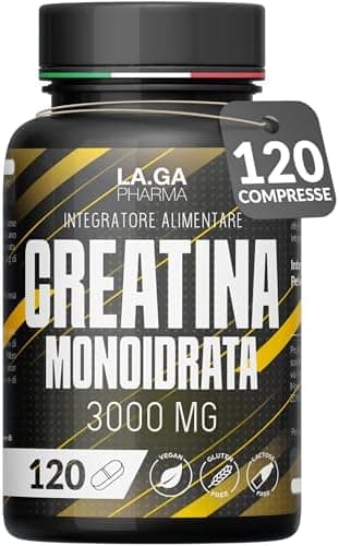 Creatina Monoidrata 120 Compresse da 3000mg di Creatin Pura per dose. Creatine Monohydrate per Massa Muscolare e Boost Energetico. Creatina Pre e Post Workout. Creatina Made in Italy, 100% Vegan Generico - integratore