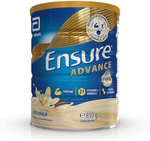 Ensure Advance Integratore Alimentare Proteico in Polvere, con 27 Vitamine e Minerali, Integratore Alimentare con Proteine, Calcio e HMB, Confezione 850g, Gusto Vaniglia