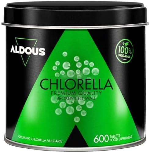Clorella Detox - 600 Compresse - 3000 Dose Giornaliera - Integratore Drenante, Depurativo - Alga Clorella, Clorofilla - Energia, Antiossidante - Vegan - ALDOUS Clorella - integratore