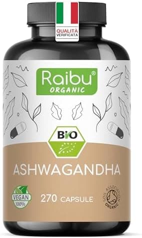 Ashwagandha Bio - 2400 mg Dose Giornaliera - 270 Capsule - Alto dosaggio - Radice di Ashwagandha in Polvere Qualità Biologica Senza Additivi di Produzione Europa