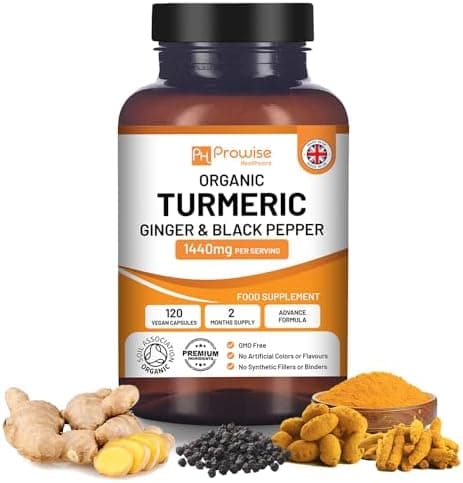 Curcuma Capsule ad Alto Dosaggio 1440mg | 120 Capsule di Curcumina con Piperina &amp; Zenzero (scorta di 2 mesi) I di Curcuma, Piperina &amp; Ginger Prodotte nel Regno Unito da Prowise Healthcare Curcuma - integratore