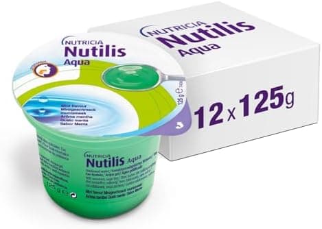 NUTILIS AQUA GEL - Acqua Gelificata per la Gestione Dietetica della Disfagia, Senza Zucchero, Glutine e Lattosio, Alimento a Fini Medici Speciali, Gusto Menta - 12 x 125g
