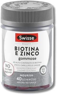 Swisse Biotina e Zinco - Integratore Biotina e Zinco per Capelli Luminosi, Pelle e Unghie Sani, Alto Dosaggio, Gusto Frutti Rossi, 40 Gommose Generico - integratore