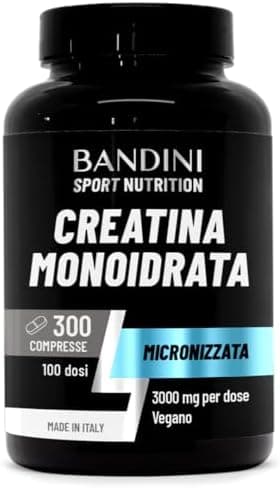 Bandini® Creatina Monoidrata 300 Compresse, 3000mg per dose - Integratore per Allenamento, Palestra e Pre Workout - 100% Vegan - A base di Creatine Monoidrato pura al 100% Micronizzata