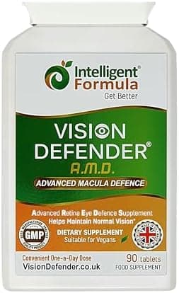 Vision Defender AMD Vitamine per gli occhi AREDS2 – Formula AREDS 2 esatta con luteina e zeaxantina, vitamine C ed E, zinco 25 mg e rame – 90 compresse vegane per il supporto della vista Vision - integratore
