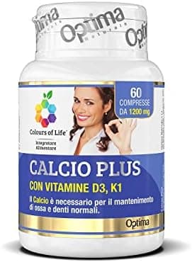 Calcio Plus - Integratore di Calcio - per Mantenimento di Ossa e Denti - Senza Glutine, per vegetariani 60 Compresse Colours Of Life Generico - integratore