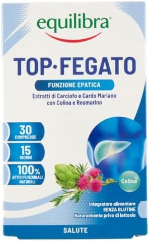 equilibra Integratori Alimentari, Top Fegato, Integratore Depurativo Fegato, per la Normale Funzione Epatica, Con Aloe Vera, Cardo Mariano, Colina, Carciofo, Rosmarino, Senza Glutine, 30 Compresse Generico - integratore