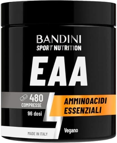 Bandini® EAA Aminoacidi Essenziali 480 COMPRESSE - Con 9 Amminoacidi Intra Pre e Post Workout - Integratore alimentare per lo Sport - Essential Amino - Essenziale, Vegan e senza zuccheri - 96 Dosi Generico - integratore