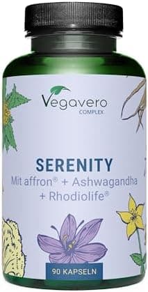 Vegavero Integratore BUON UMORE con Rhodiola, Ashwagandha, Iperico, Triptofano, Zafferano + Vitamine B | contro Stanchezza Fisica e Mentale, Stress e Ansia | Vegan e Senza Additivi | 90 capsule