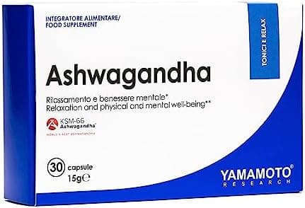 YAMAMOTO RESEARCH Ashwagandha 30 capsule, integratore con estratto secco di ashwaganda, per il rilassamento ed il benessere mentale e per contrastare lo stress psico-fisico