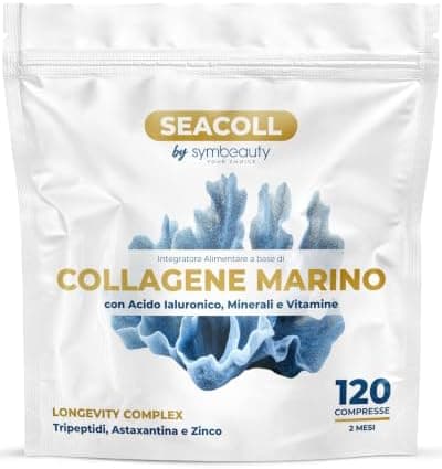 Collagene Marino con Acido Ialuronico [120 cpr x 60gg] Astaxantina Zinco Biotina Vitamina C | Collagene Marino Idrolizzato Tripeptidi Capelli, Pelle, Unghie - Longevity Complex SEACOLL Generico - integratore