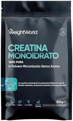 Creatina Monoidrata in Polvere 100% Pura, Vegana, 100 Dosi, Fattore di Maglia 200, 1 Solo Misurino al Giorno, Creatina in Polvere Micronizzata da 300g con Misurino, Pre Workout, Intra e Post Workout Generico - integratore