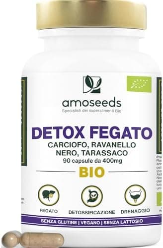 Detox Fegato BIO | Potente Depurativo de la Tossine, Drenante, migliora la Digestione | Carciofo, Ravanello Nero, Tarassaco | 90 capsule vegane, Integratore Detox | Qualità superiore