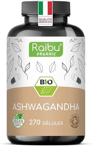 Ashwagandha Bio - 2400 mg Dose Giornaliera - 270 Capsule - Alto dosaggio - Radice di Ashwagandha in Polvere Qualità Biologica Senza Additivi di Produzione Europa