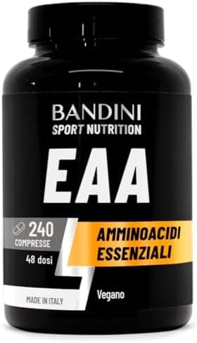 Bandini® EAA Aminoacidi Essenziali 240 COMPRESSE - Con 9 Amminoacidi Intra Pre e Post Workout - Favorisce la crescita ed il recupero muscolare - Essential Amino - Essenziale, Vegan e senza zuccheri