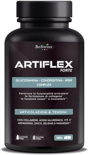 Artiflex Glucosamina Condroitina MSM - 180 Capsule Integratore per Ossa Articolazioni Cartilagine | con Collagene, Acido Ialuronico, Boswellia, Vitamine e Minerali | Alto Dosaggio