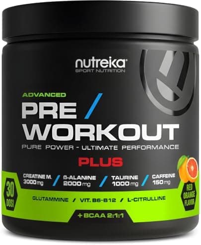 Pre Workout Potente Nutreika | Preworkout Forte 300g con Creatina, Caffeina, Beta Alanina | Energia, Forza e Pompa Muscolare | Made in Italy