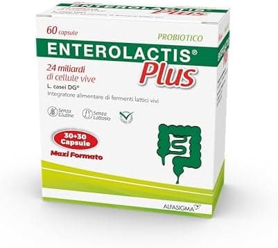 Enterolactis Plus, confezione da 60 capsule: fermenti lattici, probiotici, supporto per equilibrare la flora intestinale alterata