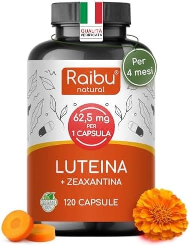 Integratore Occhi con Luteina e Zeaxantina Alto Dosaggio - 50 mg Luteina e 12,5 mg Zeaxantina - Integratore Vista con Vitamina A &amp; B2 - Estratto Naturale di Fiori di Calendula - Scorta per 4 mesi Generico - integratore
