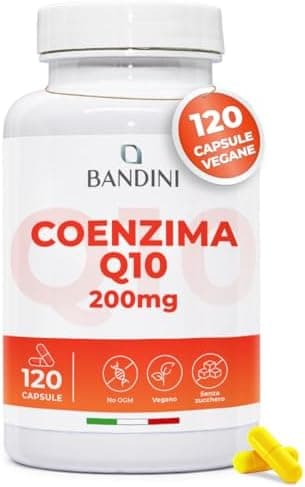 Bandini® Coenzima Q10 200mg, 120 Capsule Vegane (Per 4 mesi) 1 Capsula al Giorno, Ubiquinone Puro 100% Coq10 200mg Fermentato Naturalmente, Alto Dosaggio, Co Q 10 ad Alta Biodisponibilità senza OGM