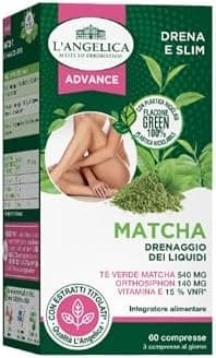L'Angelica, Matcha Superfood, Integratore Alimentare per il Drenaggio dei Liquidi Corporei, Con Vitamina E, Orthosiphon, 1 Confezione da 60 Compresse Generico - integratore
