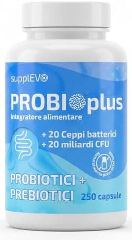 Fermenti Lattici Probiotici Prebiotici 250 Capsule (Scorta 4 Mesi) - 20 Miliardi CFU, 20 Ceppi Senza Lattosio, con Inulina, Bromelina e Vitamine B - Flora Intestinale, Gonfiore Addominale e Digestione Generico - integratore