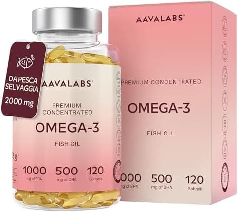 AAVALABS Omega 3 Olio di Pesce 2000mg 120 Softgel EPA 1000mg DHA 500mg
