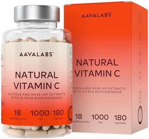 Vitamina C 1000mg Vegan - Integratore Vitamina C Naturale Alto Assorbimento con Bioflavonoidi, Rosa Canina, Acerola - 1000 Vitamina C Pura per dose - Vitamin C Difese Immunitarie 180 Capsule Vitamina - integratore