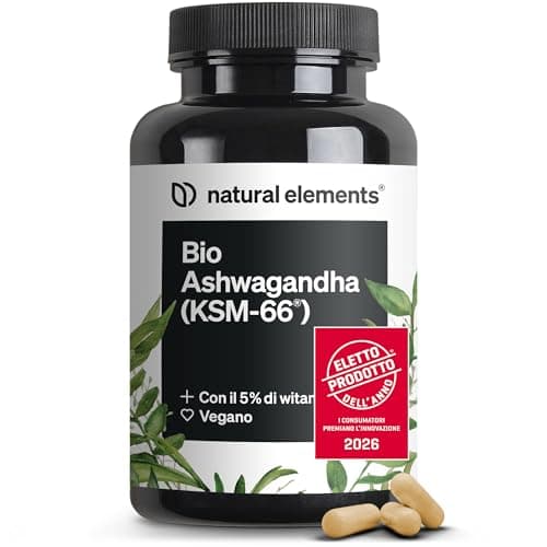 Bio Ashwagandha KSM-66 – Alto Dosaggio – 180 Capsule – Ashwagandha Bio Certificata – Capsule di Ashwagandha Polvere Estratta dalla Withania Somnifera – Eletto PRODOTTO DELL'ANNO 2026