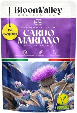 Cardo Mariano, Carciofo e Tarassaco - 150 Compresse | Cardo Mariano | Integratore per Detox Fegato, Cardo Mariano Fegato, Titolato 80% Silimarina, Detox Fegato, Depurazione, Digestione | Vegan