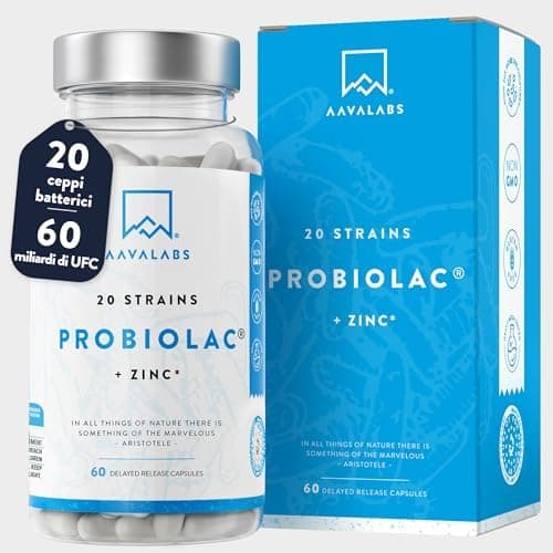 AAVALABS Fermenti Lattici Probiotici 60 Miliardi CFU 20 Ceppi 60 Capsule