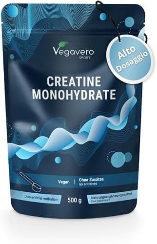 Creatina Monoidrata in Polvere 500g | 100% Pura e ad Alto Dosaggio | Integratore per Allenamento, Sport, Palestra e Pre Workout | Vegan | Testato in Laboratorio | Senza Additivi | Vegavero Generico - integratore