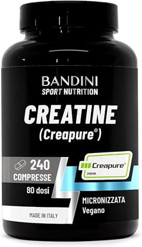 Bandini® Creatina CREAPURE® Monoidrata 240 Compresse - Integratore per Allenamento, Sport, Palestra e Pre Workout - Micronizzata 100% Vegan - A base di Creatine Monoidrato per ATP e recupero | Integratore da 3000mg a dose - Per Allenamento, Palestra e Pre Workout - Vegan e Micronizzata - A base di Creatine Monoidrato Generico - integratore
