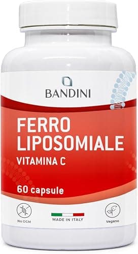 Bandini® Ferro Liposomiale Complex 30 mg – con Vitamina C, Acido Folico, B12, B6 e A – Alta Biodisponibilità e assorbimento, contro Stanchezza e Affaticamento – 60 Capsule per 2 mesi Generico - integratore