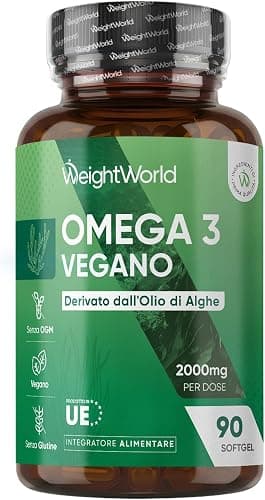 Omega 3 Vegan OMEGOR Veg - Omega3 Vegetale IFOS 5 Stelle e Vegan Society da Olio di Alghe con Vitamina E - 250mg DHA e 125mg EPA (60 Capsule)