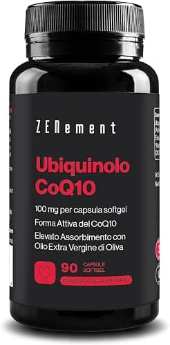 Ubiquinolo CoQ10 100 mg, Forma Attiva con Olio EVO, 90 Capsule | Coenzima Q10 Ridotto, Senza Additivi, Senza Glutine, Senza Lattosio, 1 al Giorno, 3 Mesi, Zenement Generico - integratore