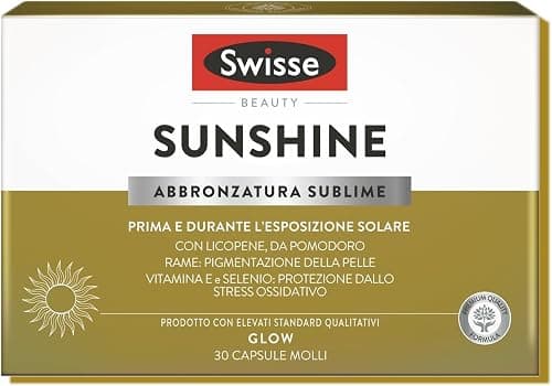Swisse Sunshine Abbronzatura Sublime - Integratore Sole, Attivatore Abbronzatura, Prepara e Nutre, con Licopene, Selenio, Rame e Vitamina E, 30 Capsule Molli Generico - integratore