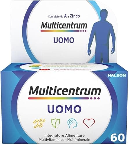 Multicentrum Uomo Integratore Alimentare Multivitaminico Completo, con Vitamina D, B6, C, Contro Stanchezza e Affaticamento, Per Uomini, 60 Compresse Generico - integratore