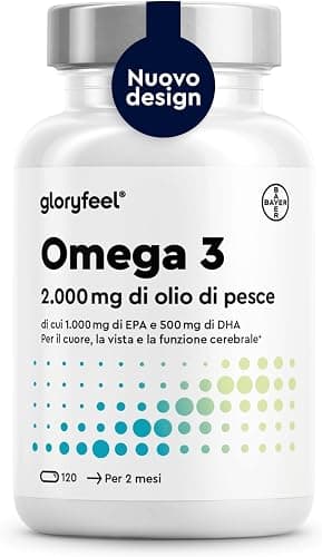 Omega 3 2000mg, Eletto PRODOTTO DELL'ANNO 2025, 1000mg EPA + 500mg DHA, Olio di Pesce Omega 3, 120 Capsule, in Forma Trigliceridi Riesterificati, Integratore Omega 3, Fonte di Acidi Grassi Essenziali Generico - integratore