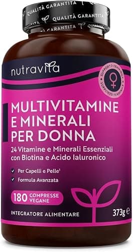 Nutravita Multivitaminico Donna - 180 Compresse Vegane - 24 Vitamine e Minerali Attivi Eessenziali tra cui Biotina e Acido Ialuronico - Multivitaminico Completo Donna - Multivitamin - Prodotto in UK Generico - integratore