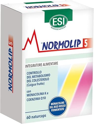 ESI - Normolip 5, Integratore Alimentare a Base di Riso Rosso Fermentato e Caigua, che Contribuisce ai Normali Livelli di Colesterolo, Senza Glutine e Vegan, 60 Naturcaps Generico - integratore