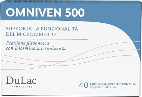 Dulac, Omniven 500 Integratore Gambe, Diosmina ed Esperidina, 40 Compresse | Supporto alla Circolazione delle Gambe, Ideale per Gambe Pesanti e Stanche, Stimola il Microcircolo, Made in Italy Generico - integratore