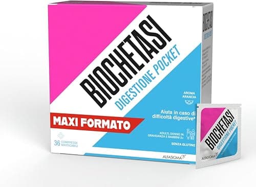 Biochetasi Digestione Pocket, per Aiutare la Digestione anche Fuori Casa, Senza Zucchero, 2 x 18 Compresse Masticabili Gusto Arancia Generico - integratore